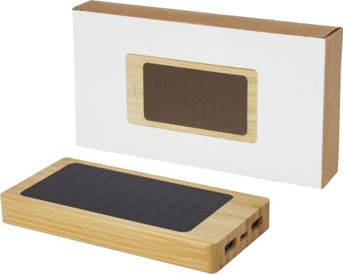 8000 mAh Branded Bamboo Solar Power Bank